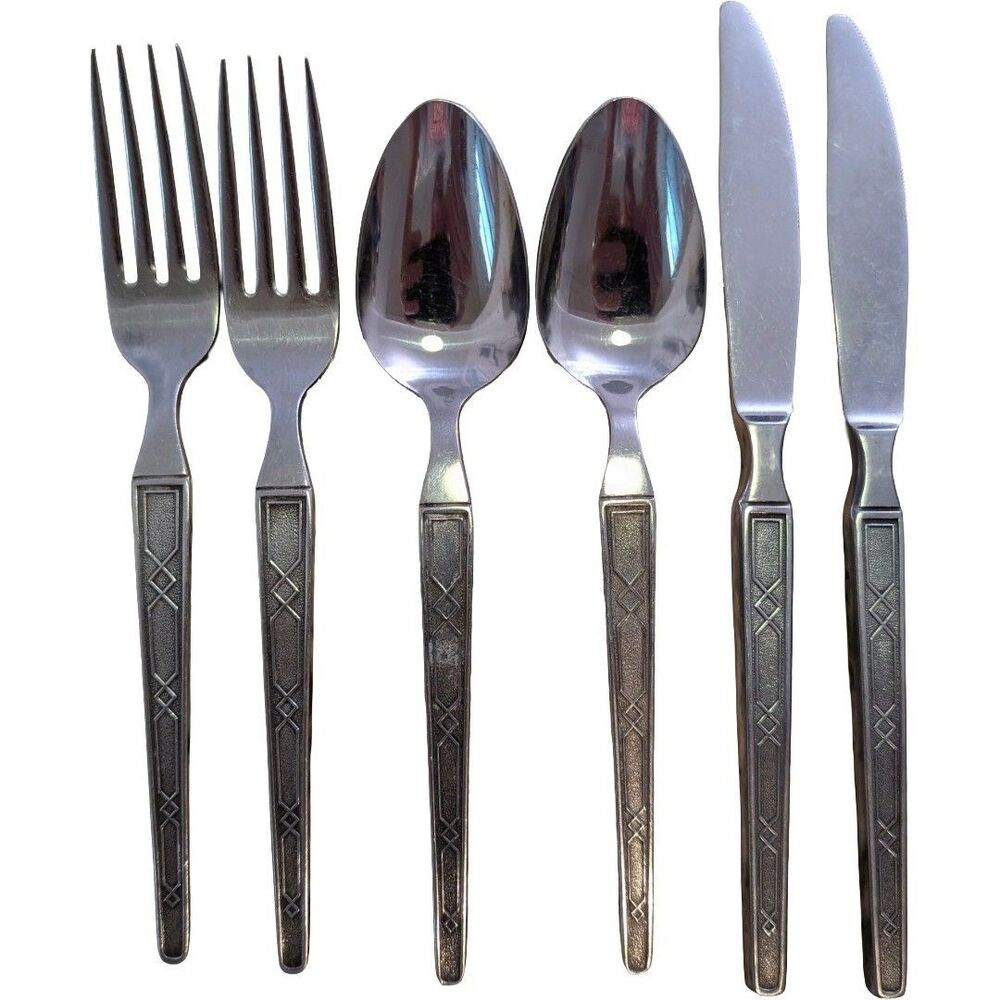 Vintage Hanford Forge Cambria Stainless Flatware Set 6 Japan 1960s 70s